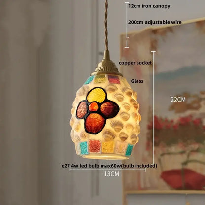Pink and lavender mosaic glass ball led pendant light kitchen