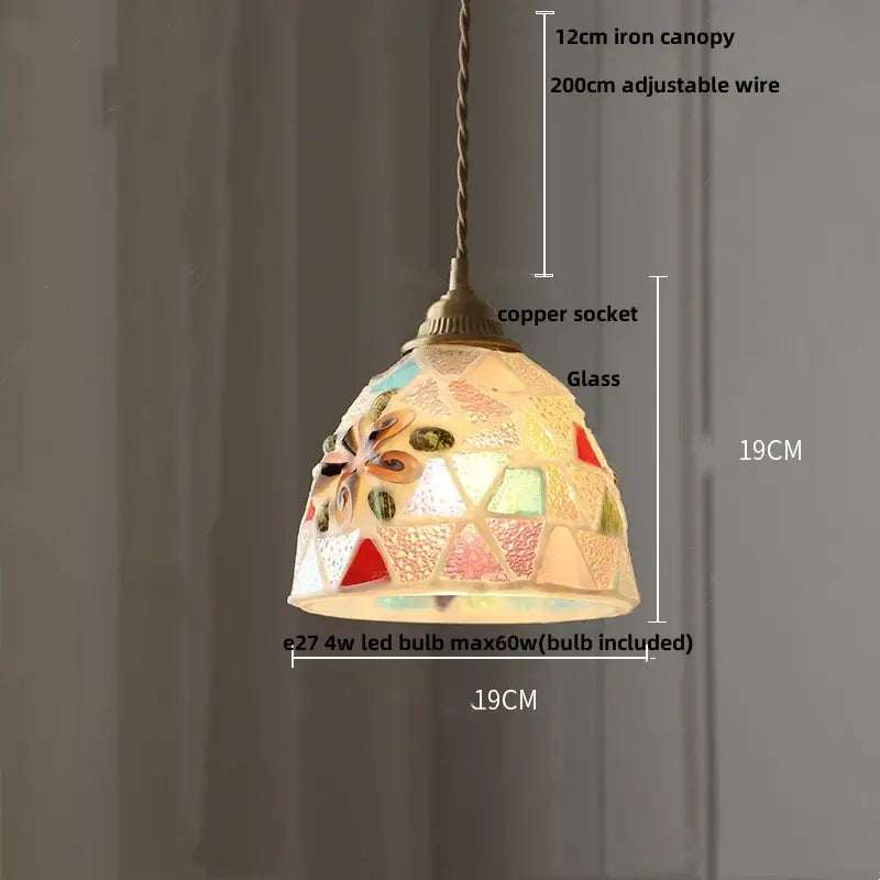 Pink and lavender mosaic glass ball led pendant light kitchen