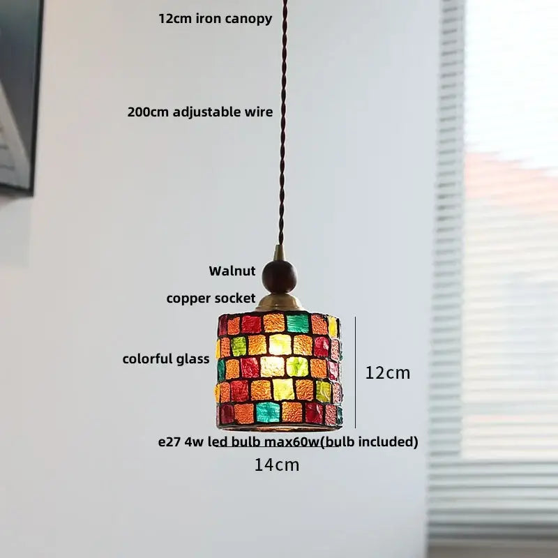 Pink and lavender mosaic glass ball led pendant light kitchen