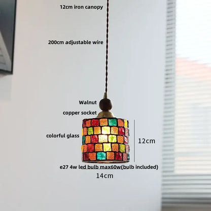 Pink and lavender mosaic glass ball led pendant light kitchen