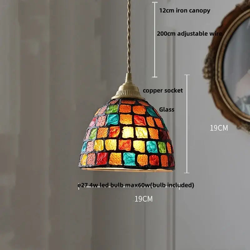 Pink and lavender mosaic glass ball led pendant light kitchen