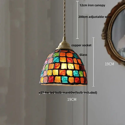 Pink and lavender mosaic glass ball led pendant light kitchen