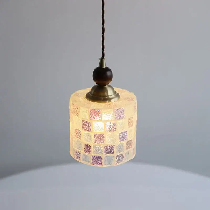 Pink and lavender mosaic glass ball led pendant light kitchen