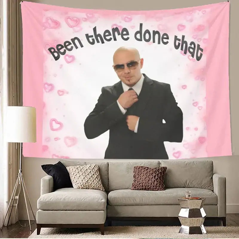 Pink and purple bulldog fun tapestry bedroom wall hanging