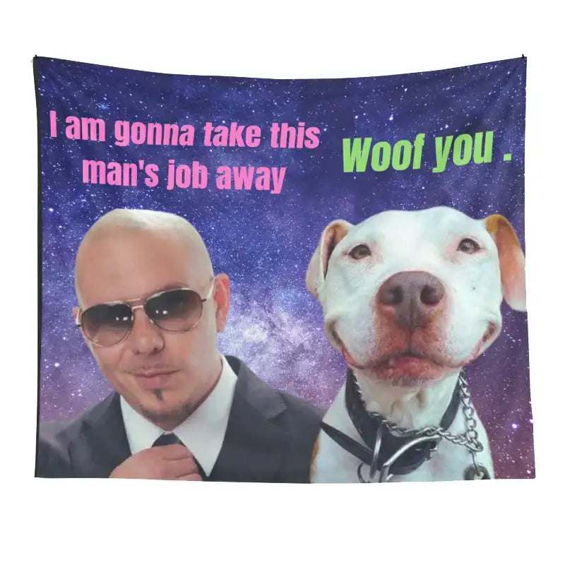 Pink and purple bulldog fun tapestry bedroom wall hanging