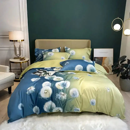 Pink and teal floral egyptian cotton bedding set bedroom duvet cover