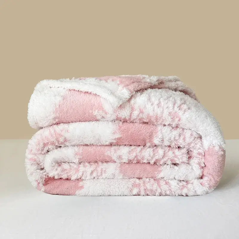 Pink and white cationic jacquard blanket bedroom textured plush throw