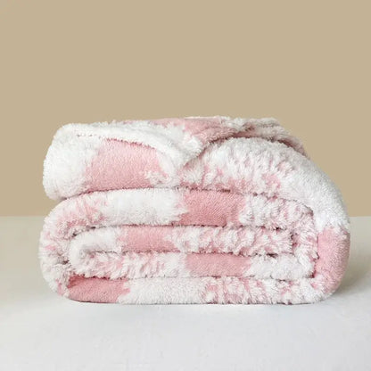 Pink and white cationic jacquard blanket bedroom textured plush throw