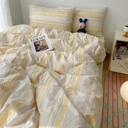 Pink and white gingham cozy cotton grid bedding sets bedroom