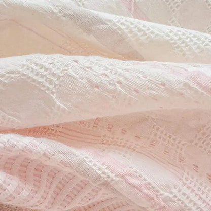 Pink and white striped cotton jacquard bedding set bedroom decor