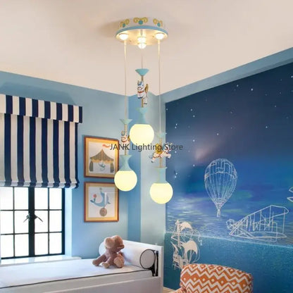 Pink and white unicorn led pendant ceiling light for children room