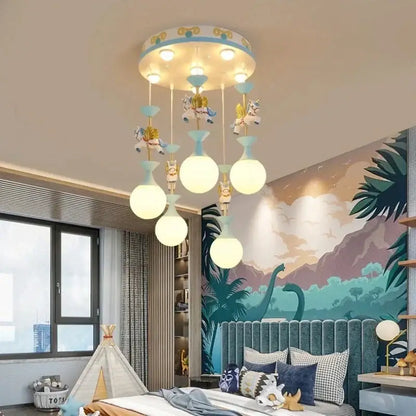 Pink and white unicorn led pendant ceiling light for children room
