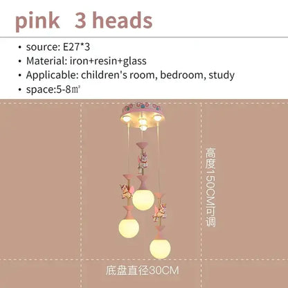 Pink and white unicorn led pendant ceiling light for children room