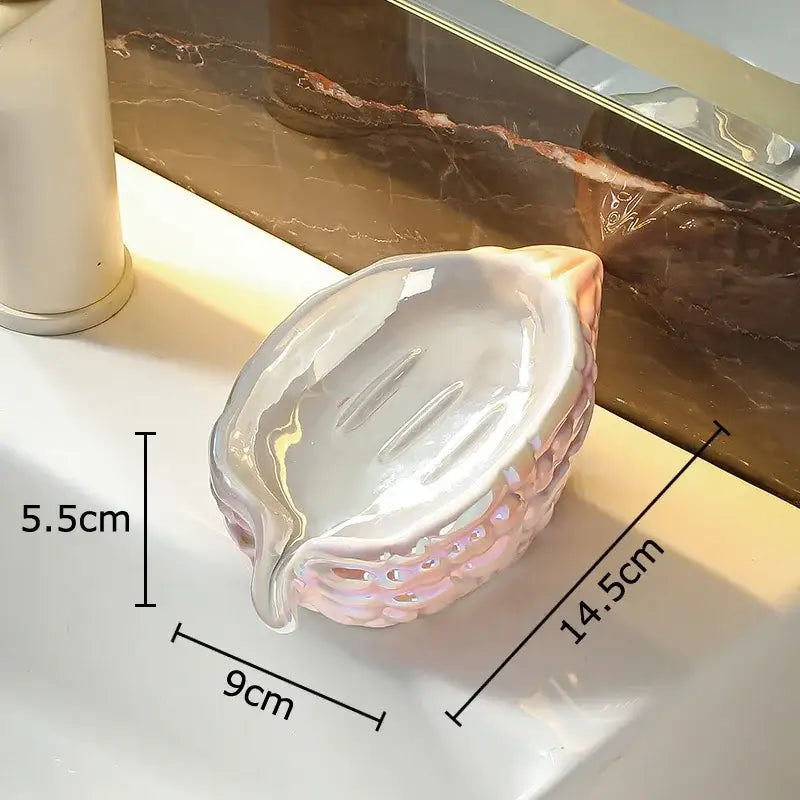 Pink and yellow bitter gourd ceramic soap dish bathroom drainage rack
