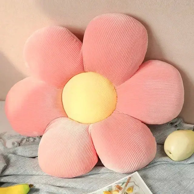 Pink and yellow daisy lumbar support flower cushion for living room