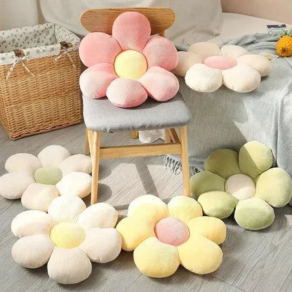 Pink and yellow daisy lumbar support flower cushion for living room
