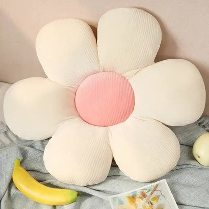 Pink and yellow daisy lumbar support flower cushion for living room