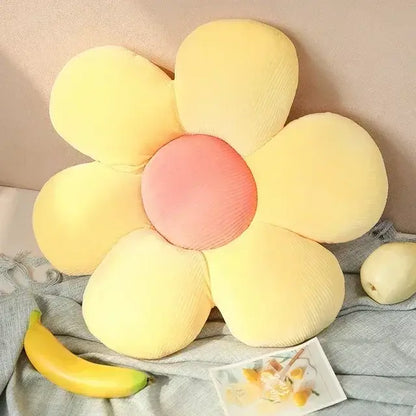 Pink and yellow daisy lumbar support flower cushion for living room