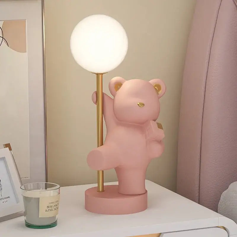 Pink bear princess desk night light – bedroom led lamp