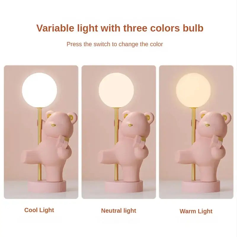 Pink bear princess desk night light – bedroom led lamp