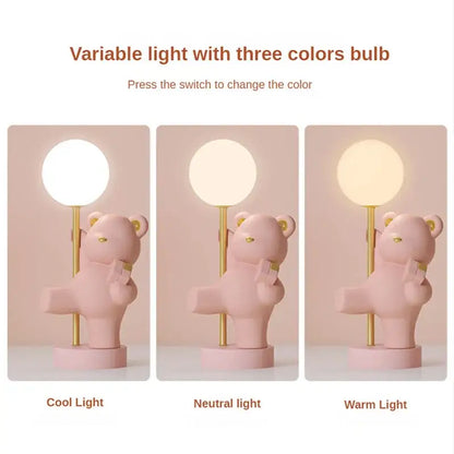 Pink bear princess desk night light – bedroom led lamp