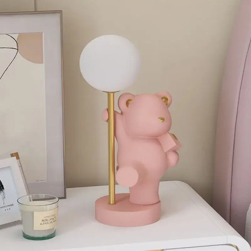 Pink bear princess desk night light – bedroom led lamp