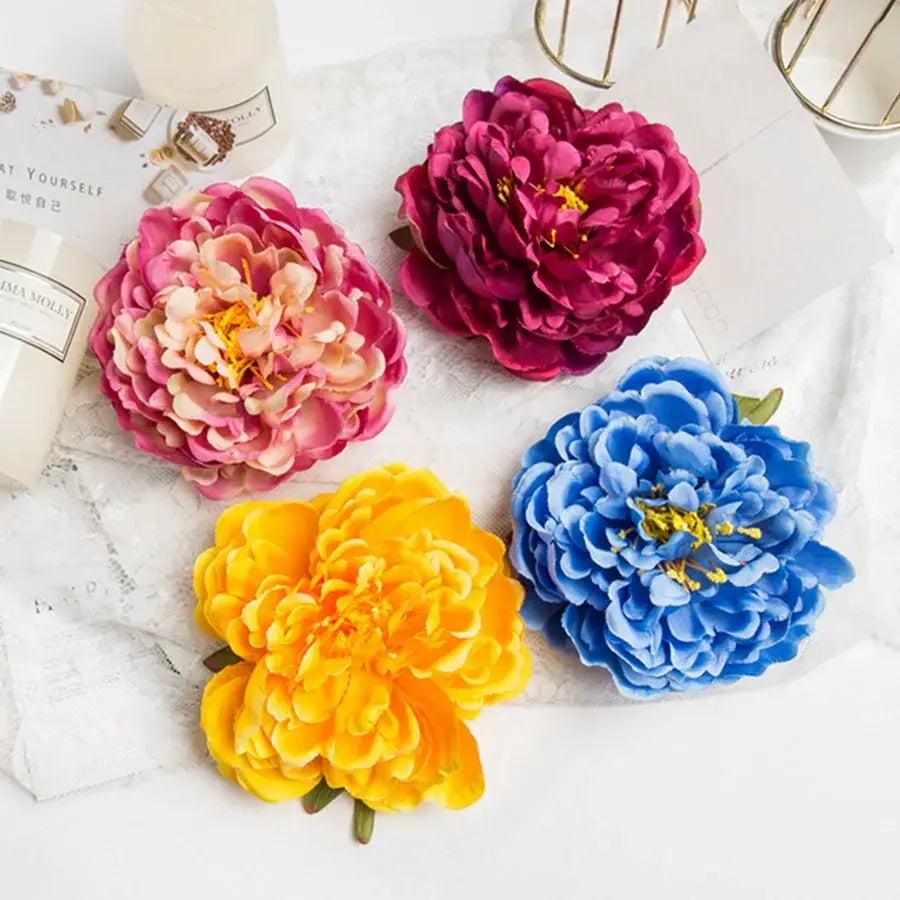 Pink big peony headwear artificial flowers for wedding decoration