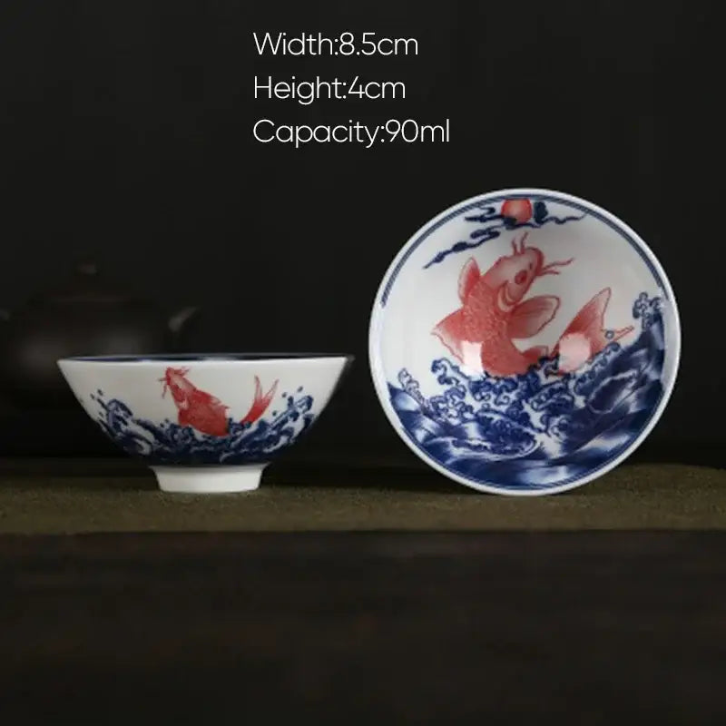 Pink & black floral white porcelain hand-painted bowls dining room set