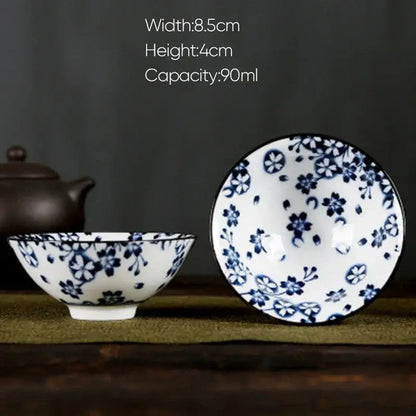 Pink & black floral white porcelain hand-painted bowls dining room set