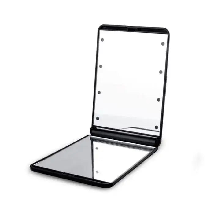 Pink & black led vanity mirror compact bedroom makeup tool