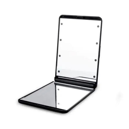 Pink & black led vanity mirror compact bedroom makeup tool