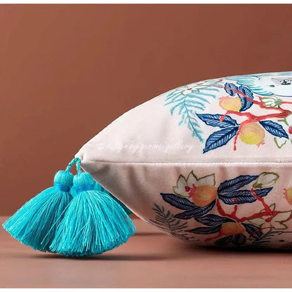 Pink & blue lion dog lumbar pillow cover bedroom tiger decor