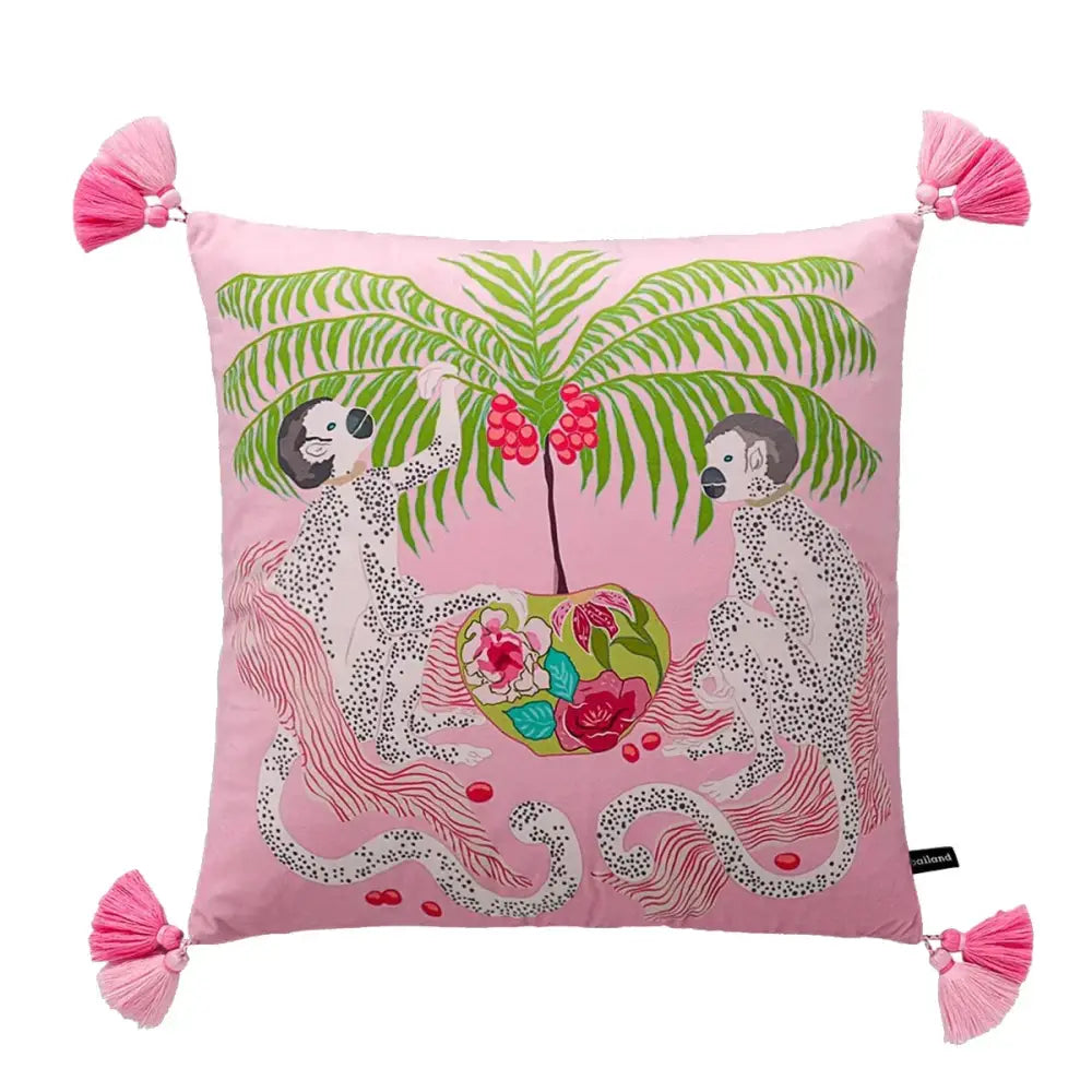 Pink & blue lion dog lumbar pillow cover bedroom tiger decor
