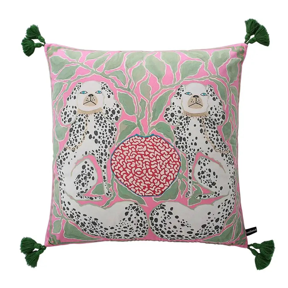 Pink & blue lion dog lumbar pillow cover bedroom tiger decor