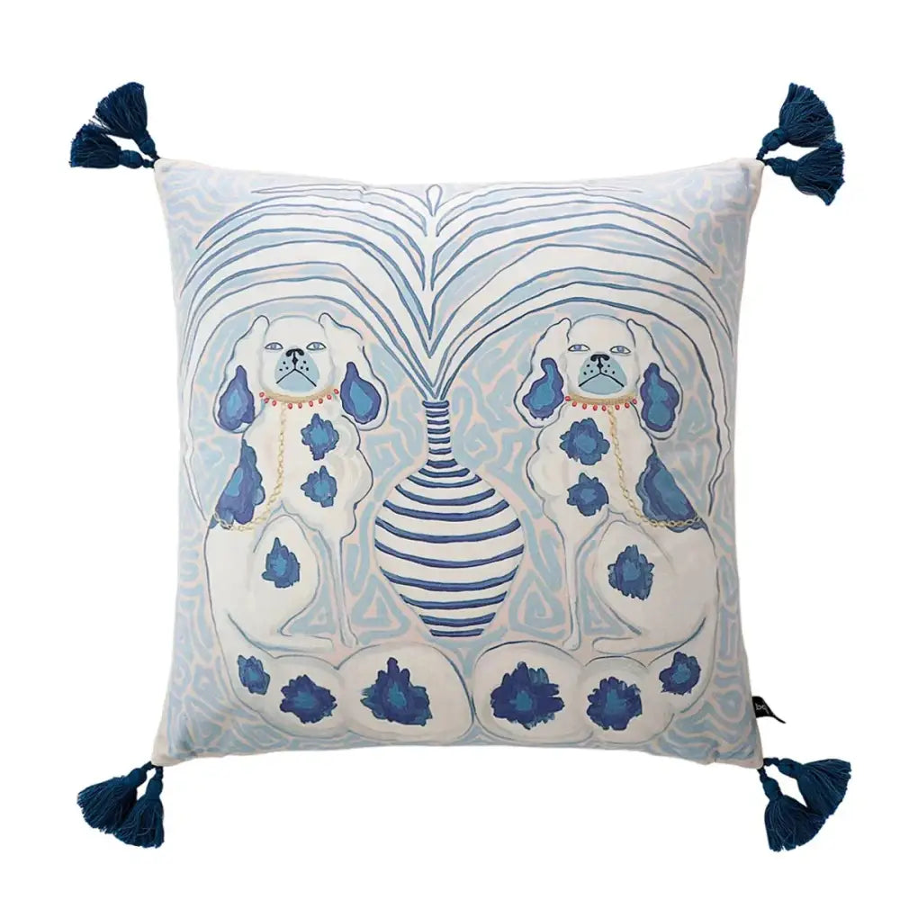 Pink & blue lion dog lumbar pillow cover bedroom tiger decor