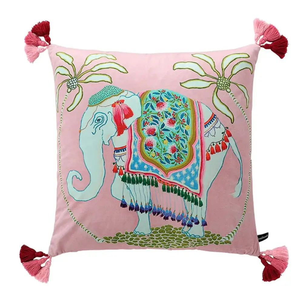 Pink & blue lion dog lumbar pillow cover bedroom tiger decor