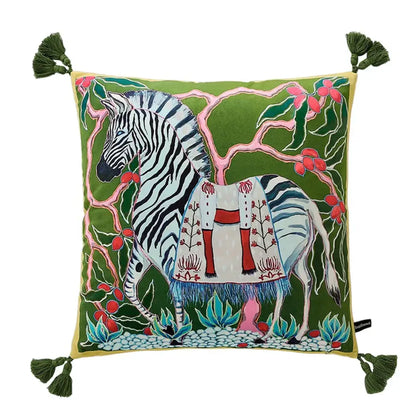 Pink & blue lion dog lumbar pillow cover bedroom tiger decor