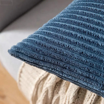 Pink & blue striped corduroy pillow cover living room decor