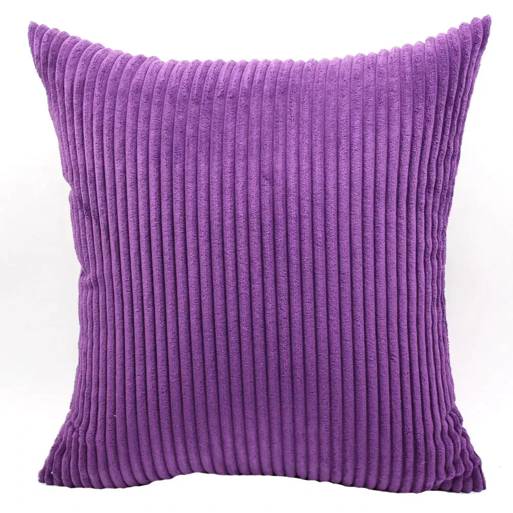 Pink & blue striped corduroy pillow cover living room decor