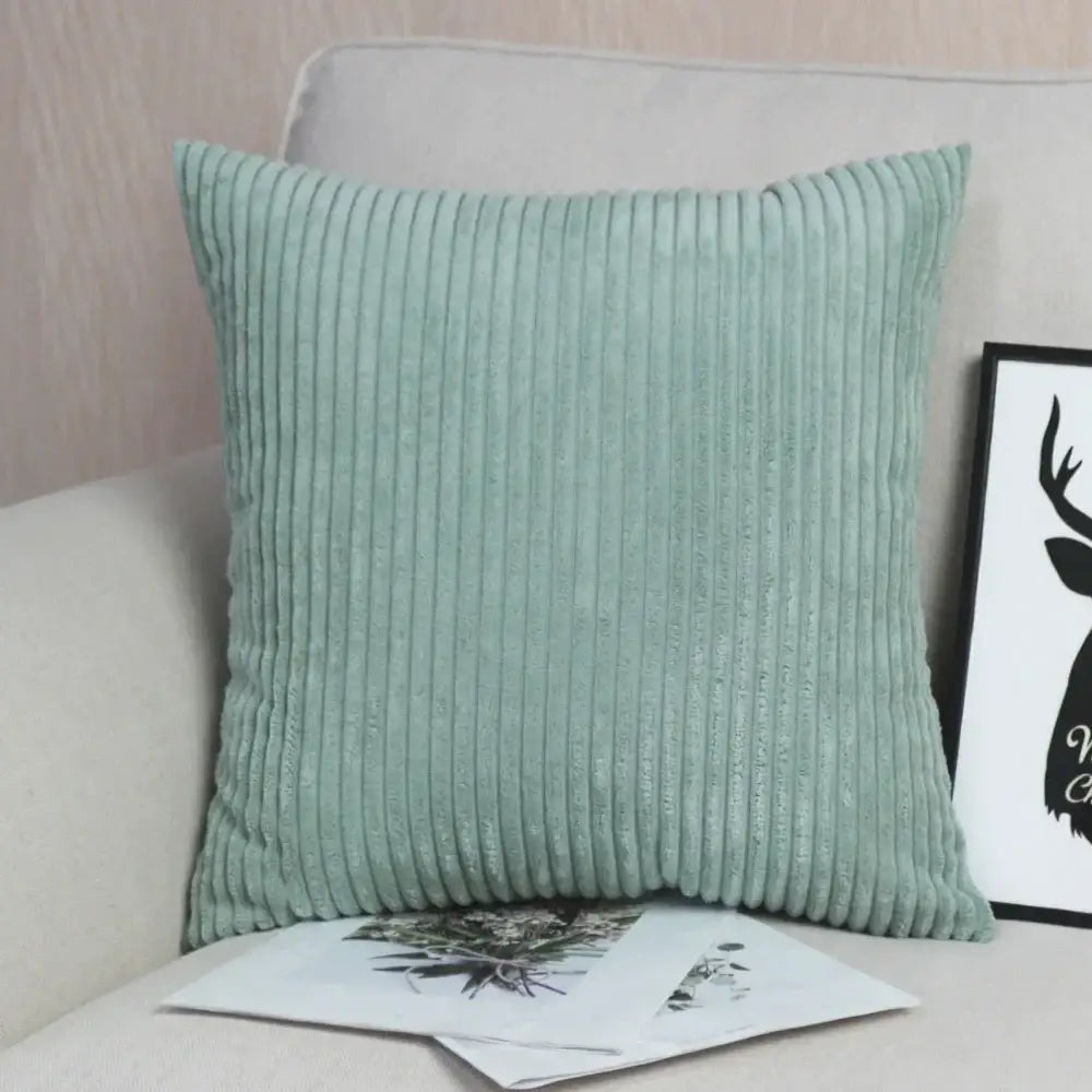 Pink & blue striped corduroy pillow cover living room decor