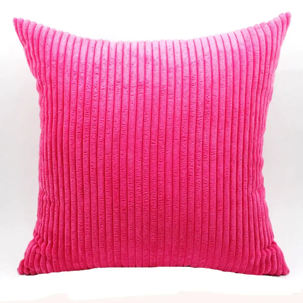 Pink & blue striped corduroy pillow cover living room decor