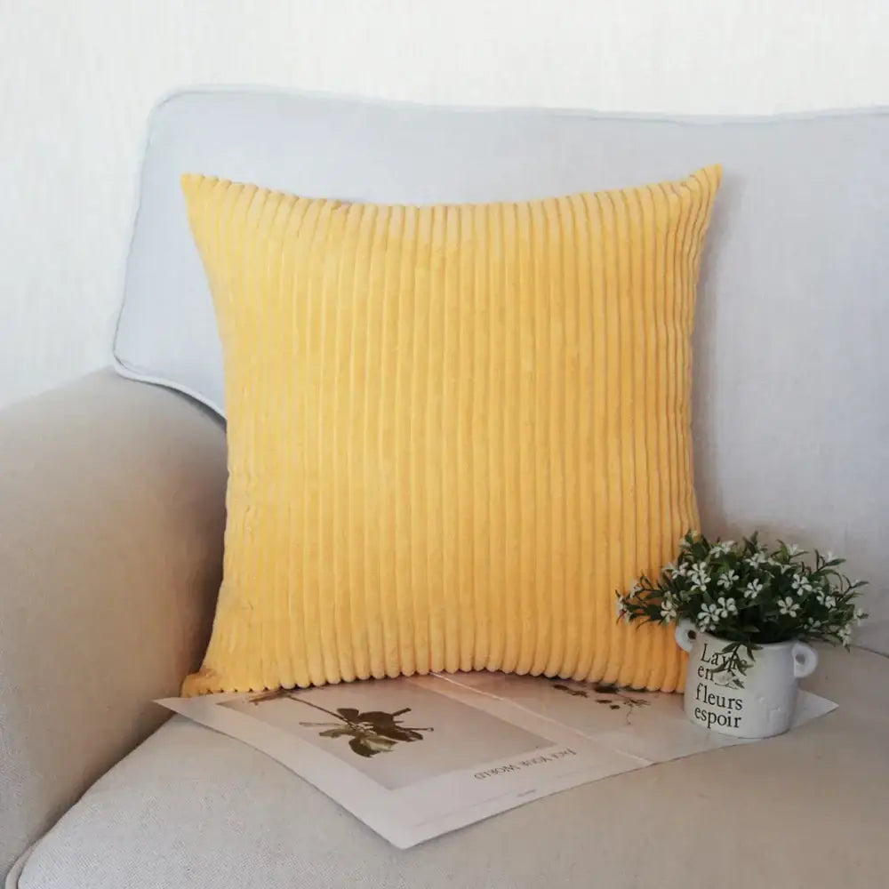 Pink & blue striped corduroy pillow cover living room decor