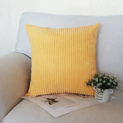 Pink & blue striped corduroy pillow cover living room decor