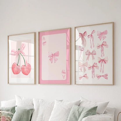 DecorBites™ Pink Bows Wall Art Set - 3 Pieces
