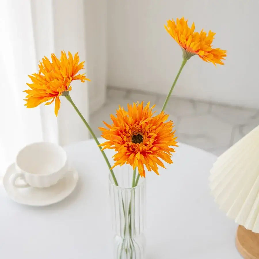 Pink brushed gerbera vase living room floral decor