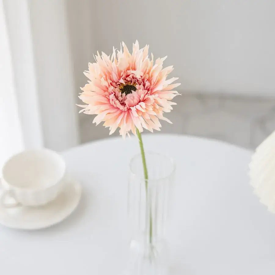 Pink brushed gerbera vase living room floral decor