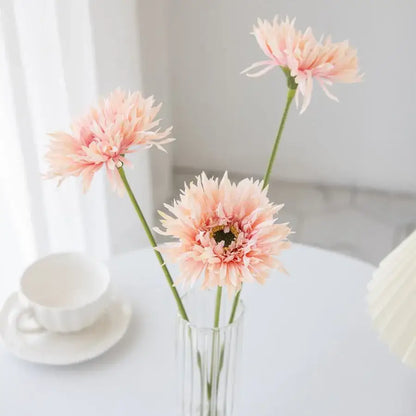 Pink brushed gerbera vase living room floral decor