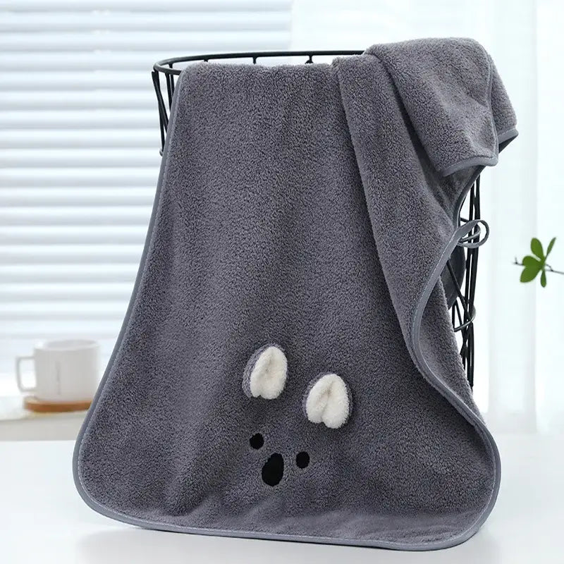Pink bunny face towel cartoon soft hand decor for bathroom