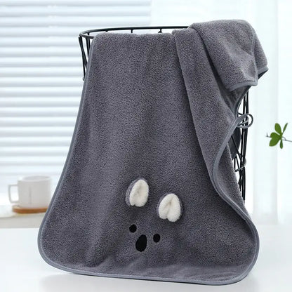 Pink bunny face towel cartoon soft hand decor for bathroom