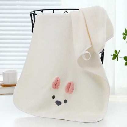 Pink bunny face towel cartoon soft hand decor for bathroom